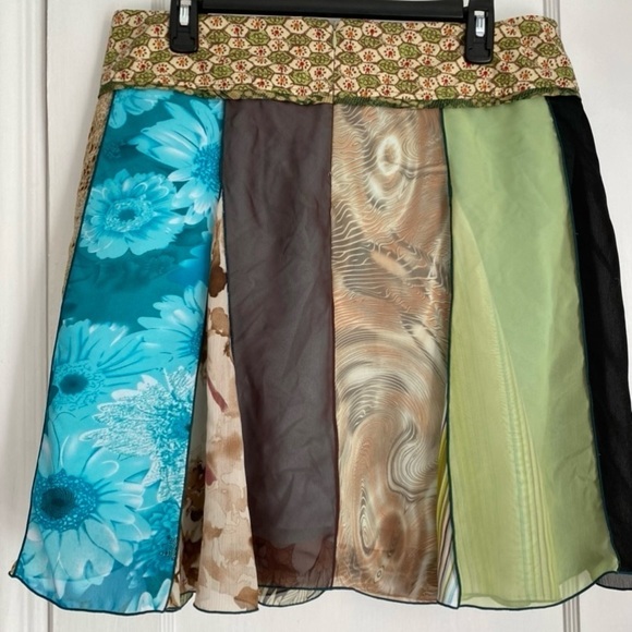 Tracy Evans Limited Vintage Patchwork Mixed Media Mini Skirt Size: 15 - Picture 4 of 9